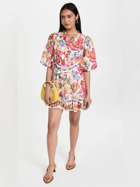 FARM Rio White Spring Bananas Belted Mini Dress - Picture 4 of 10